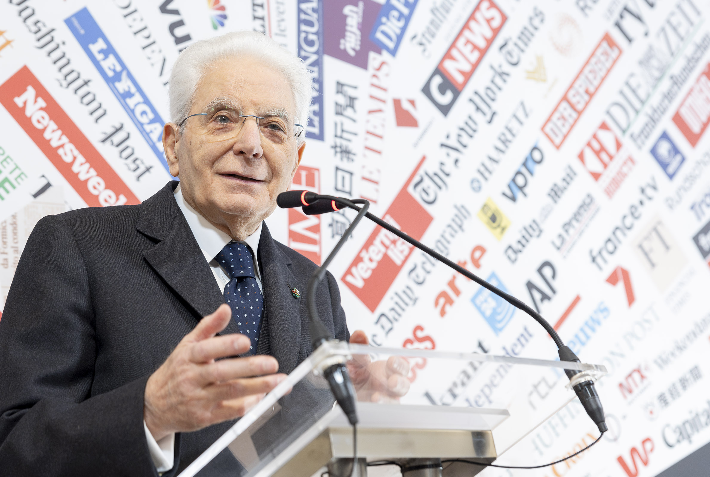 Il Presidente Sergio Mattarella in occasione dell’inaugurazione della nuova sede dell’Associazione Stampa estera