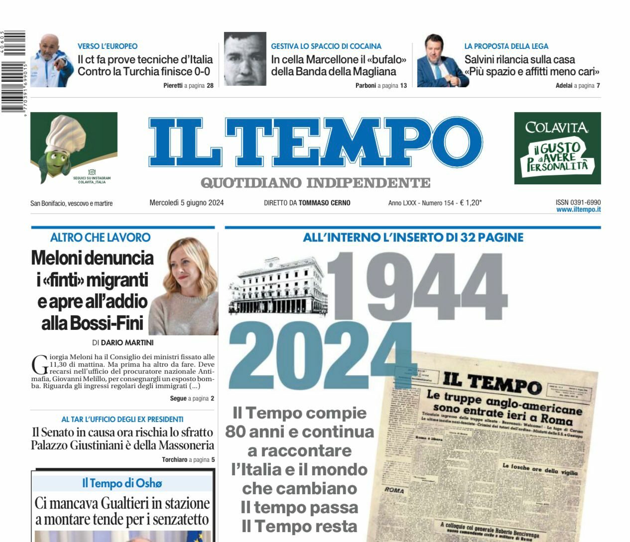 Il Tempo compie 80 anni